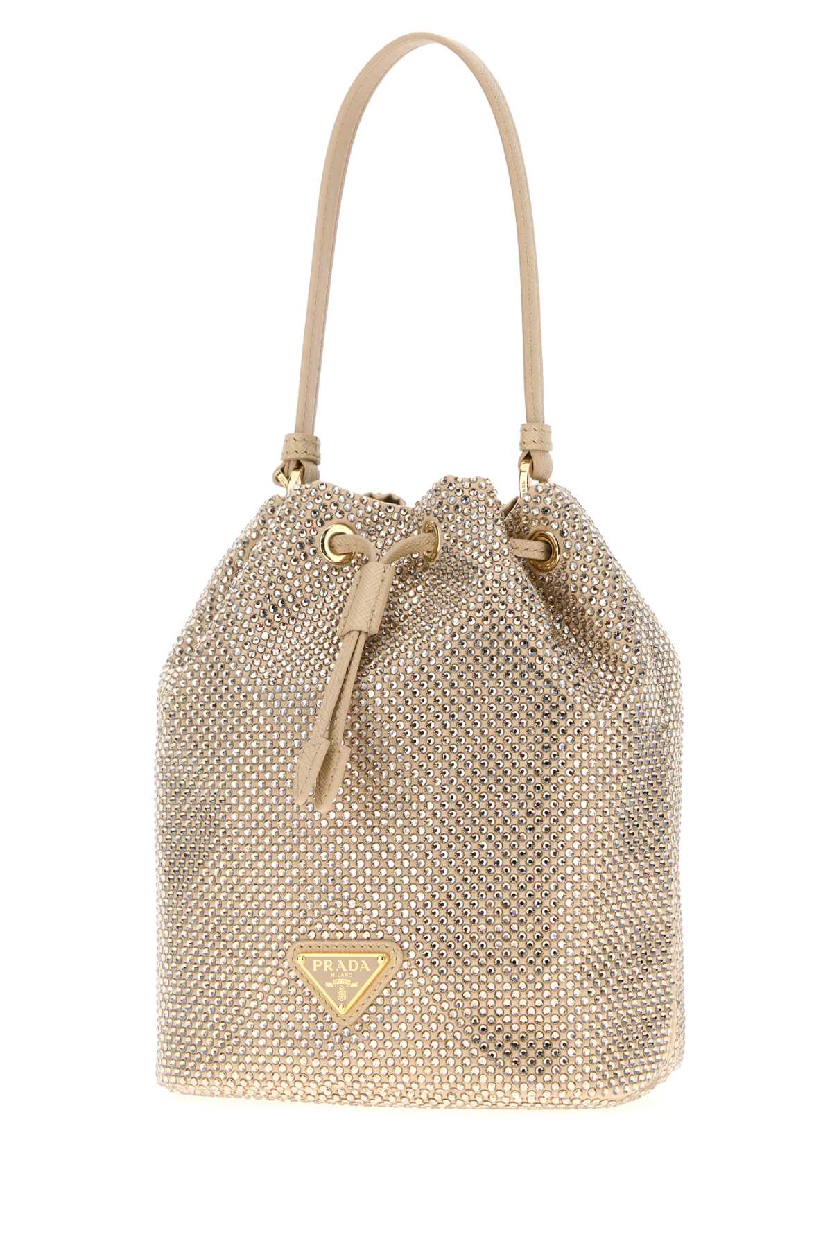 PRADA Embellished Satin Bucket Handbag