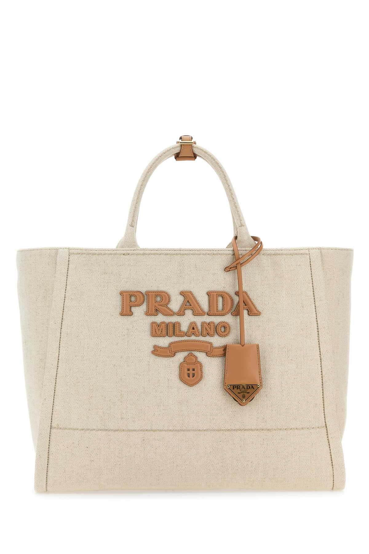 PRADA Sand Canvas Mini Shopping Handbag