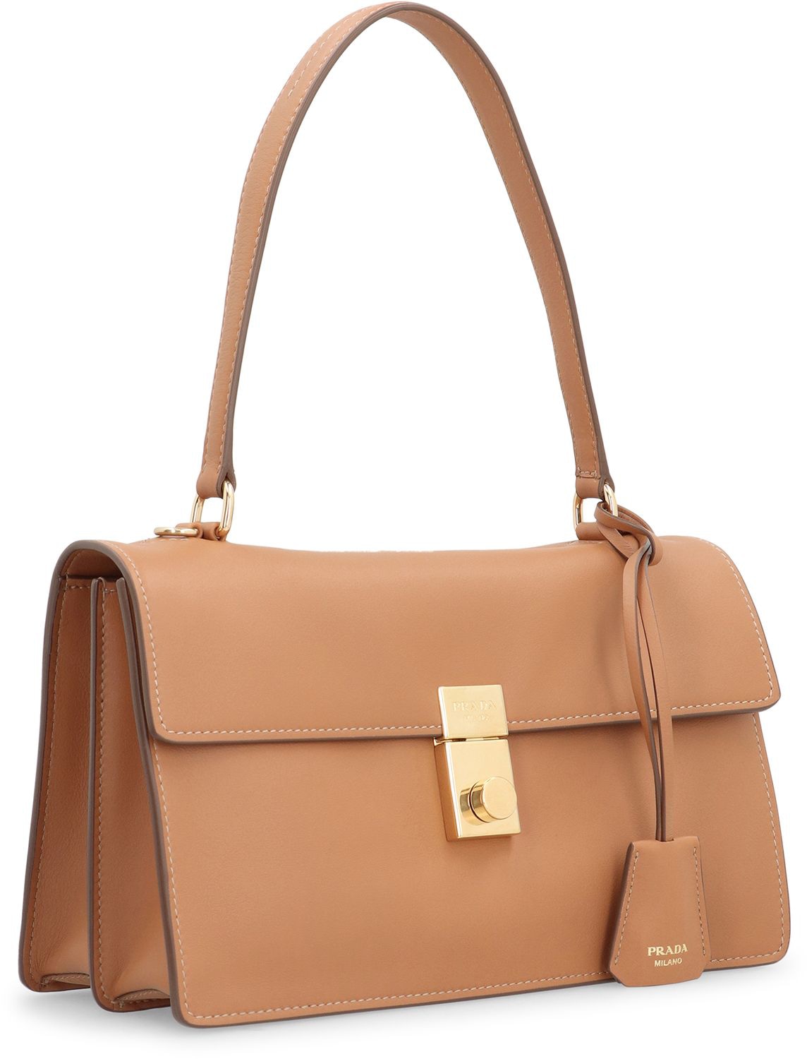 PRADA Soft Sound Leather Shoulder Handbag - 28 CM