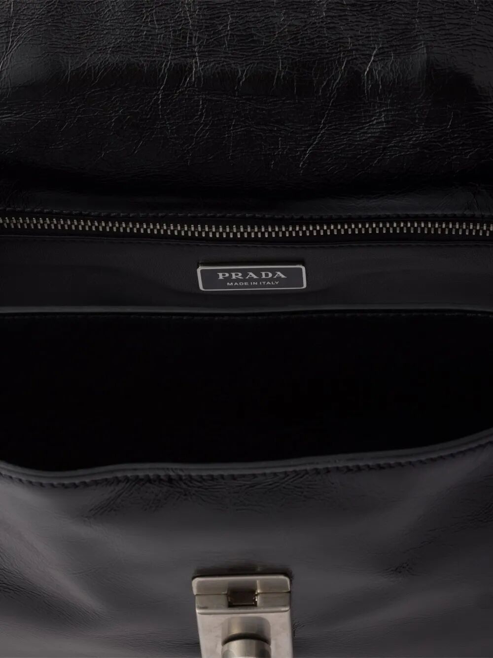 PRADA Medium Glossy Finish Leather Work Handbag - W 32 X H 16.5 X D 10 CM