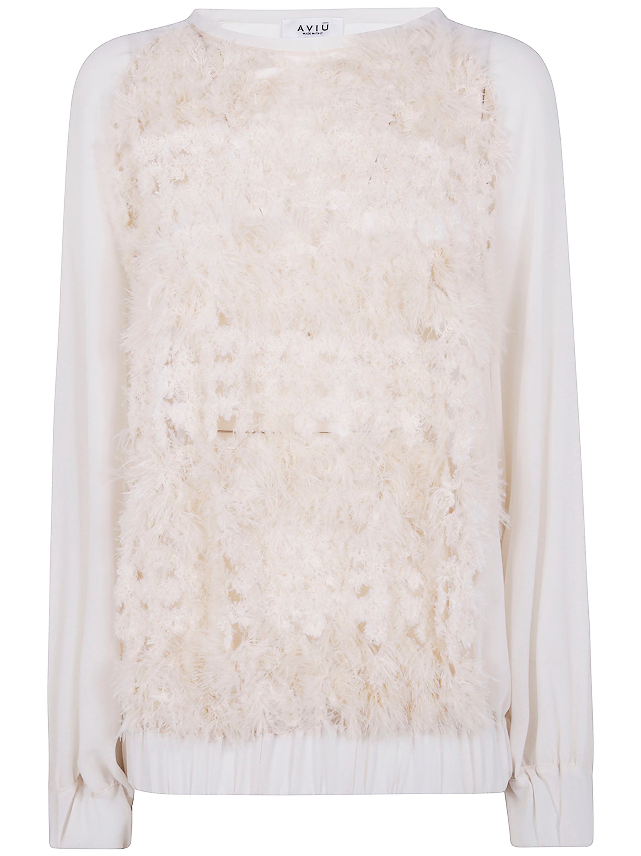 AVIU Feather Embroidered Mini Blouse