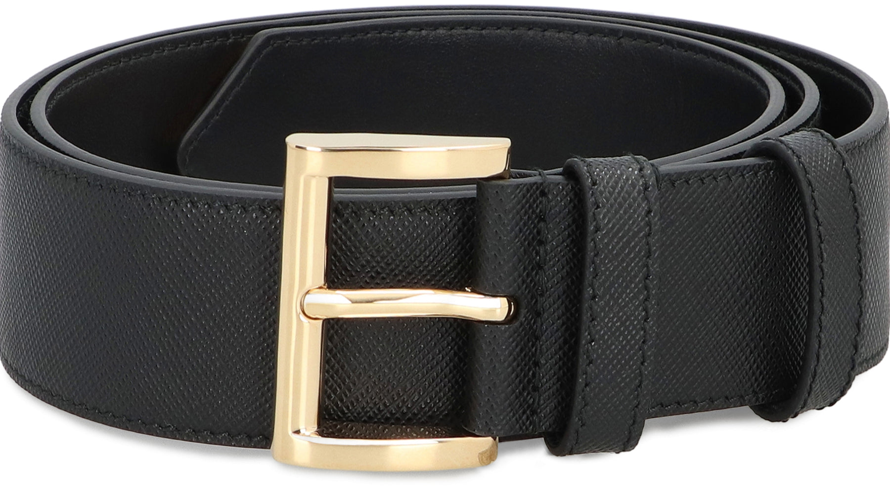 PRADA Saffiano-Print Calfskin Leather Belt - 3.5 cm Height