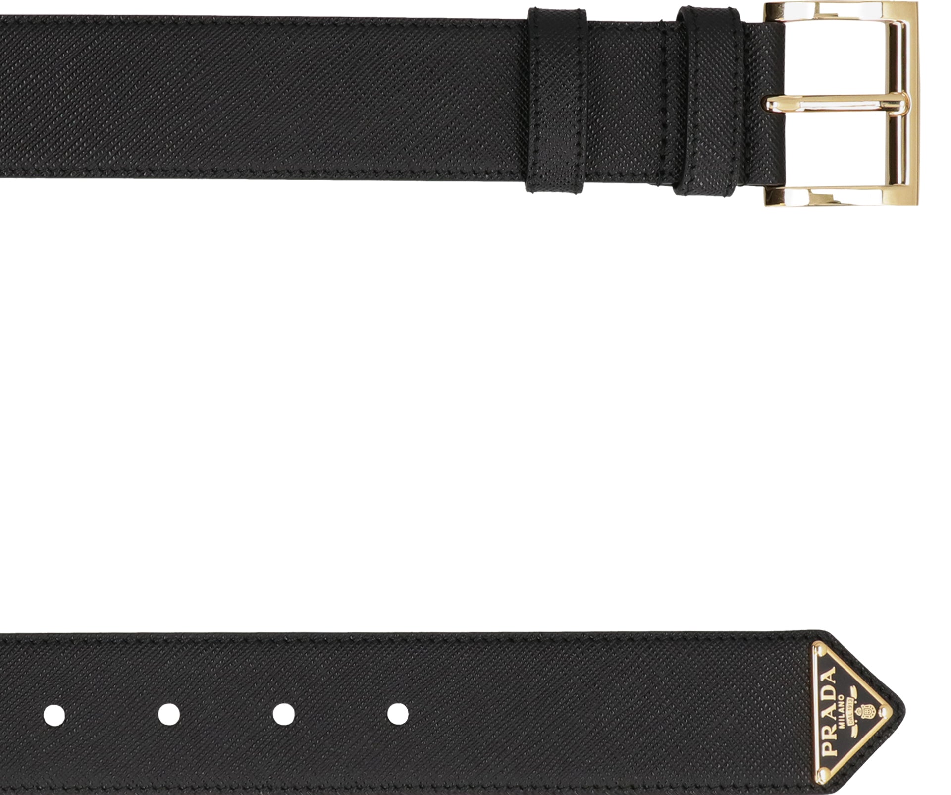 PRADA Saffiano-Print Calfskin Leather Belt - 3.5 cm Height