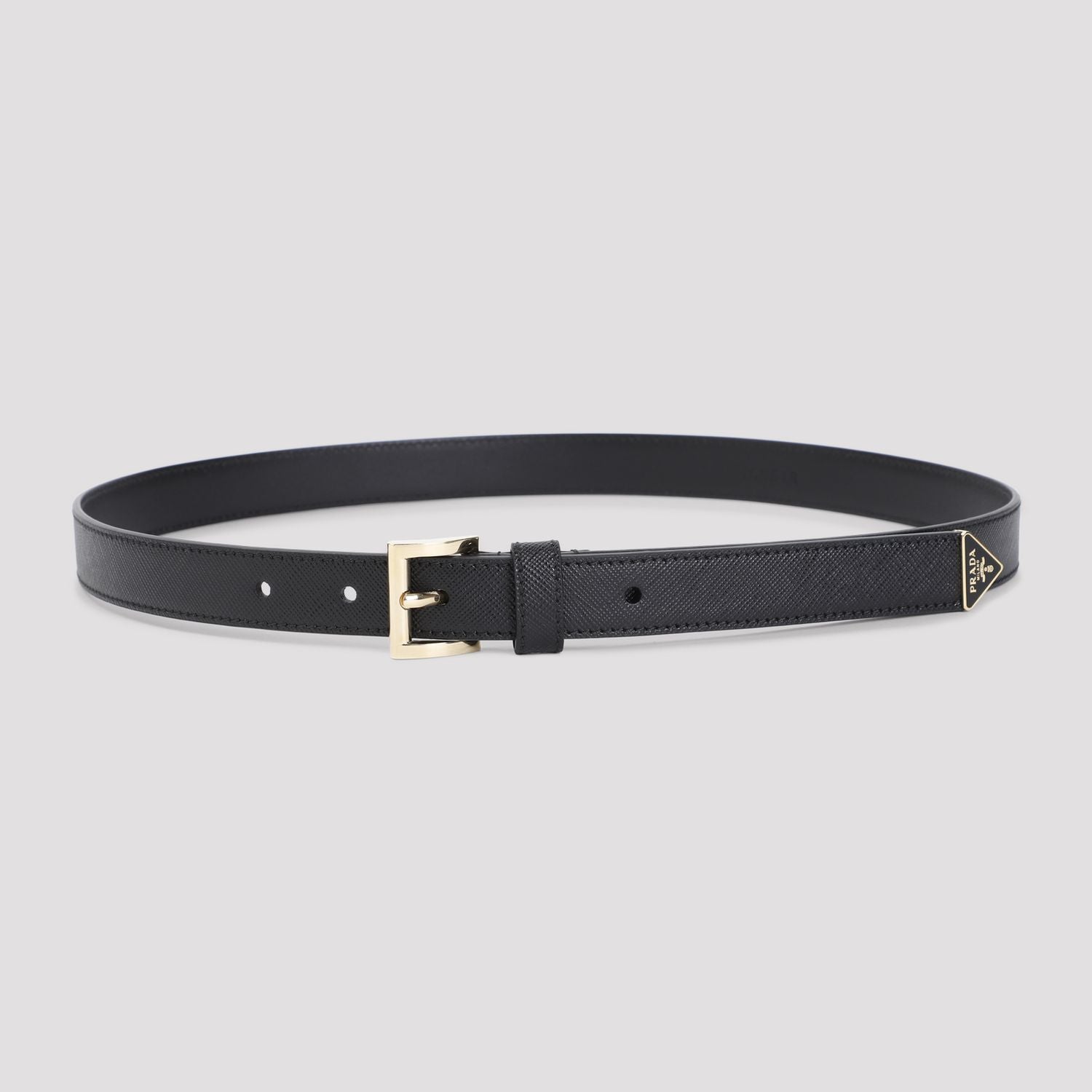 PRADA Saffiano Leather Belt with Metal Buckle and Adjustable Fit