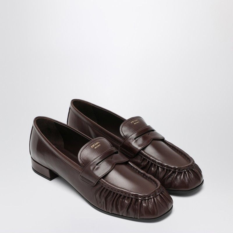 PRADA Ruched Loafers with Logo