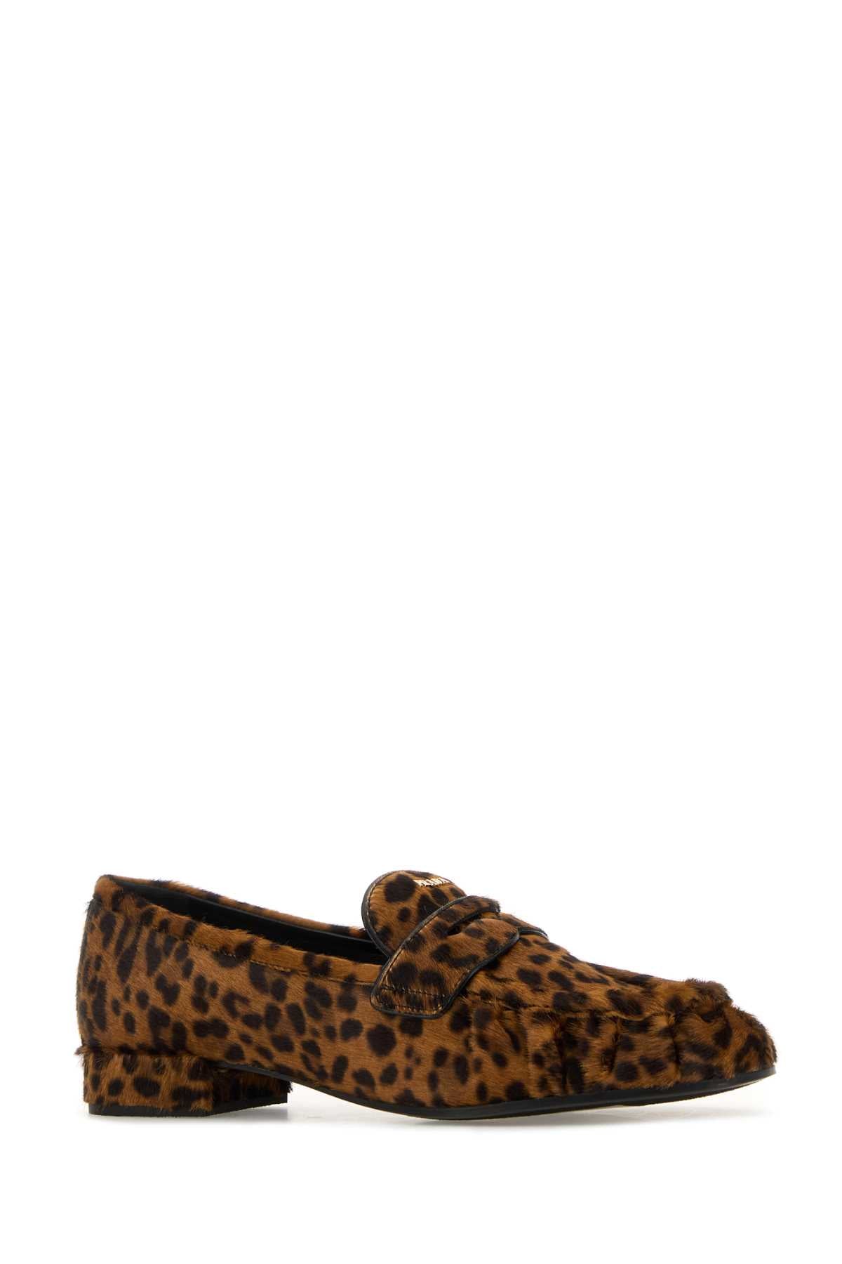 PRADA Printed 100% Leather Hair Loafers for Women