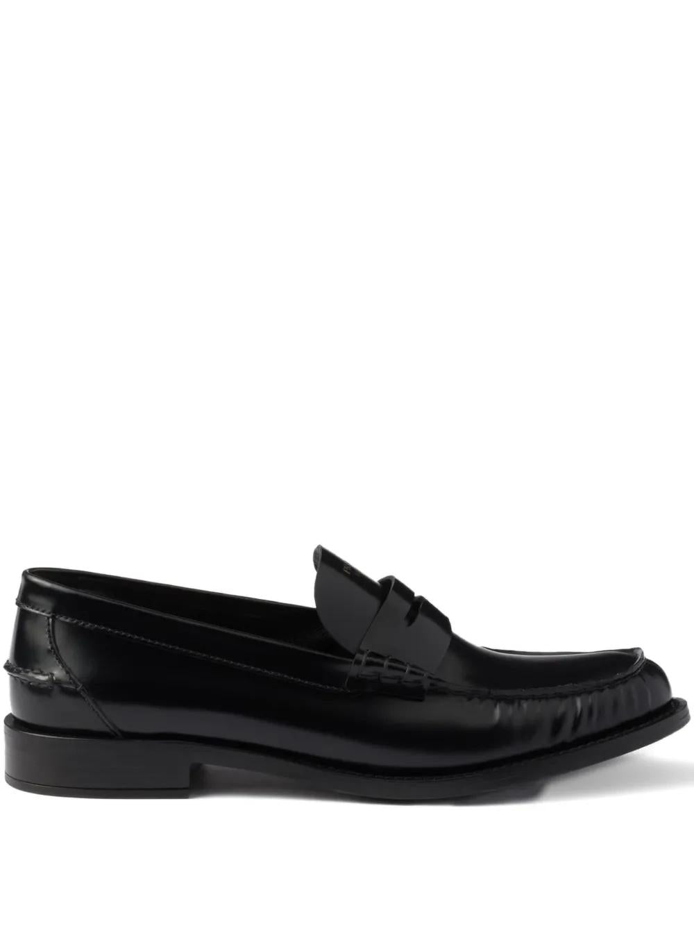 PRADA 20MM Brushed-Leather Band Loafers