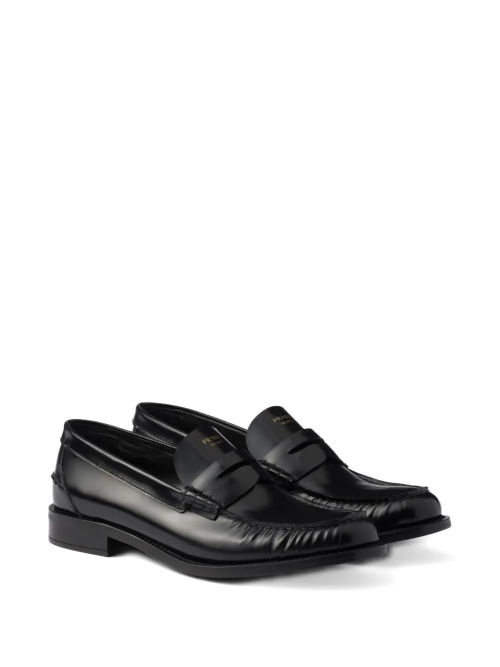 PRADA 20MM Brushed-Leather Band Loafers