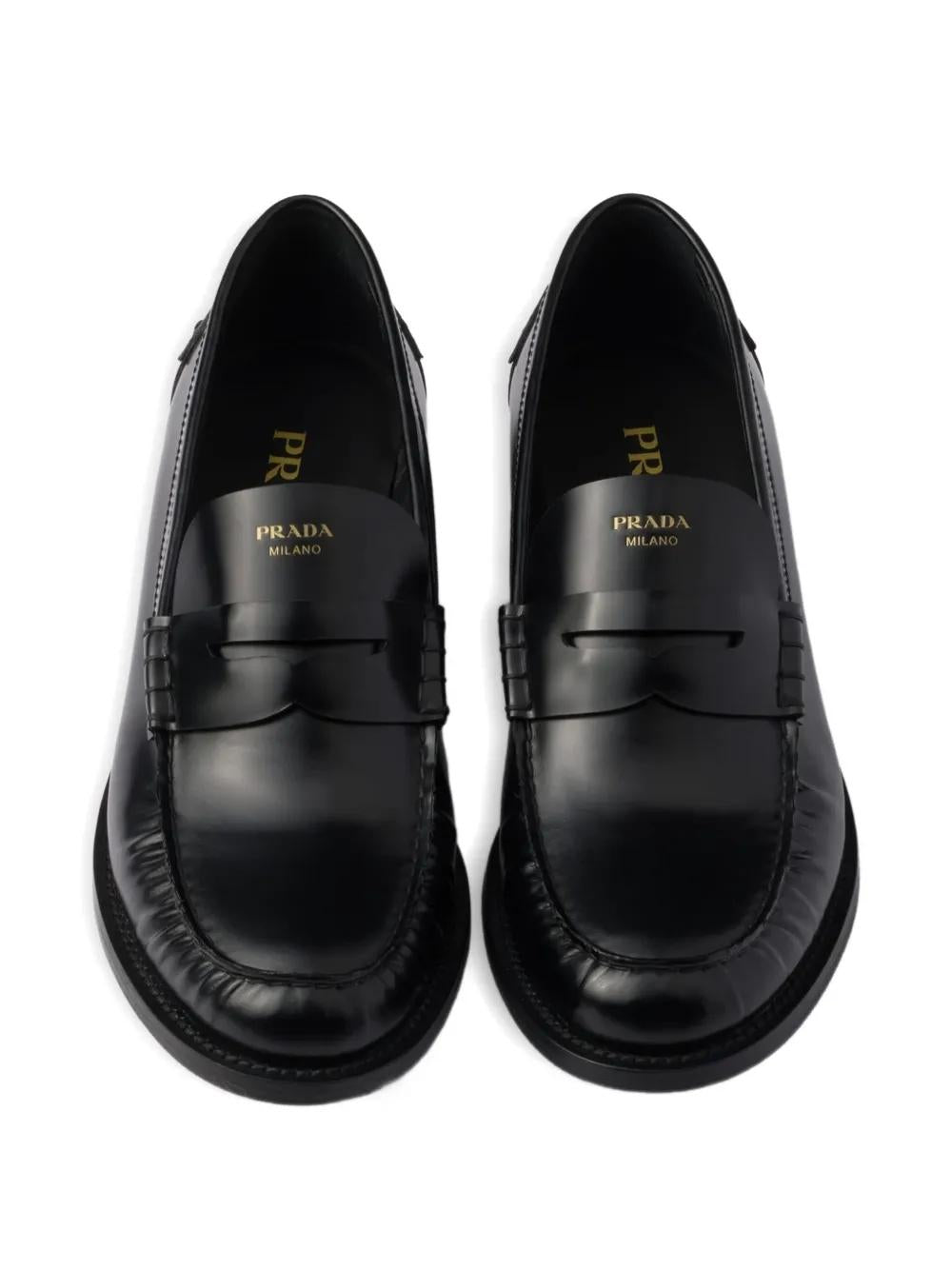 PRADA 20MM Brushed-Leather Band Loafers
