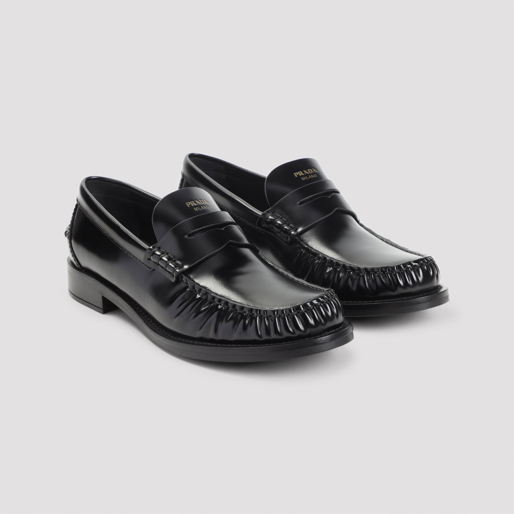 PRADA Brushed Leather Moccasins with 2.5cm Heel Height