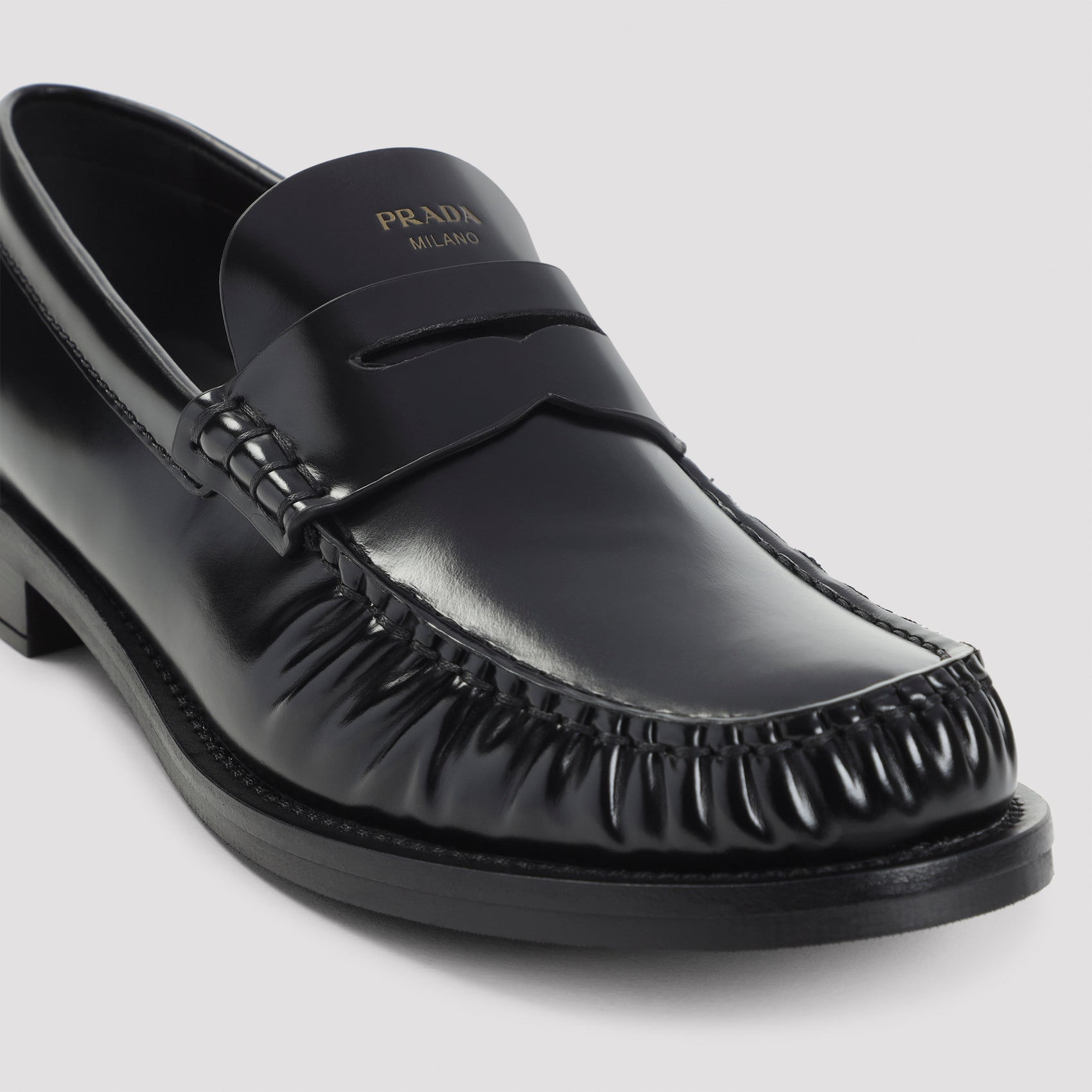 PRADA Brushed Leather Moccasins with 2.5cm Heel Height