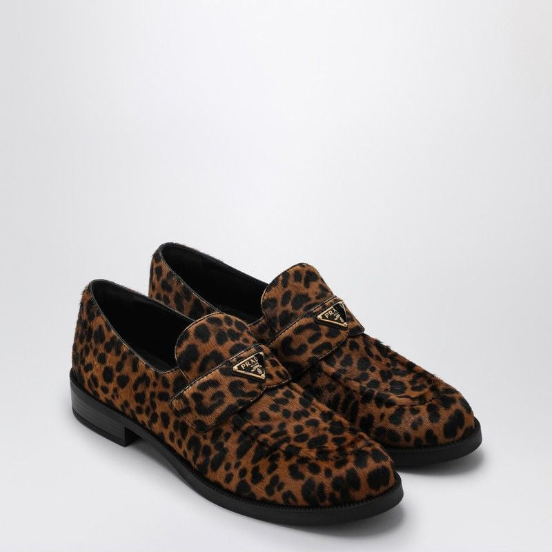 PRADA Leopard Print Leather Moccasins for Women