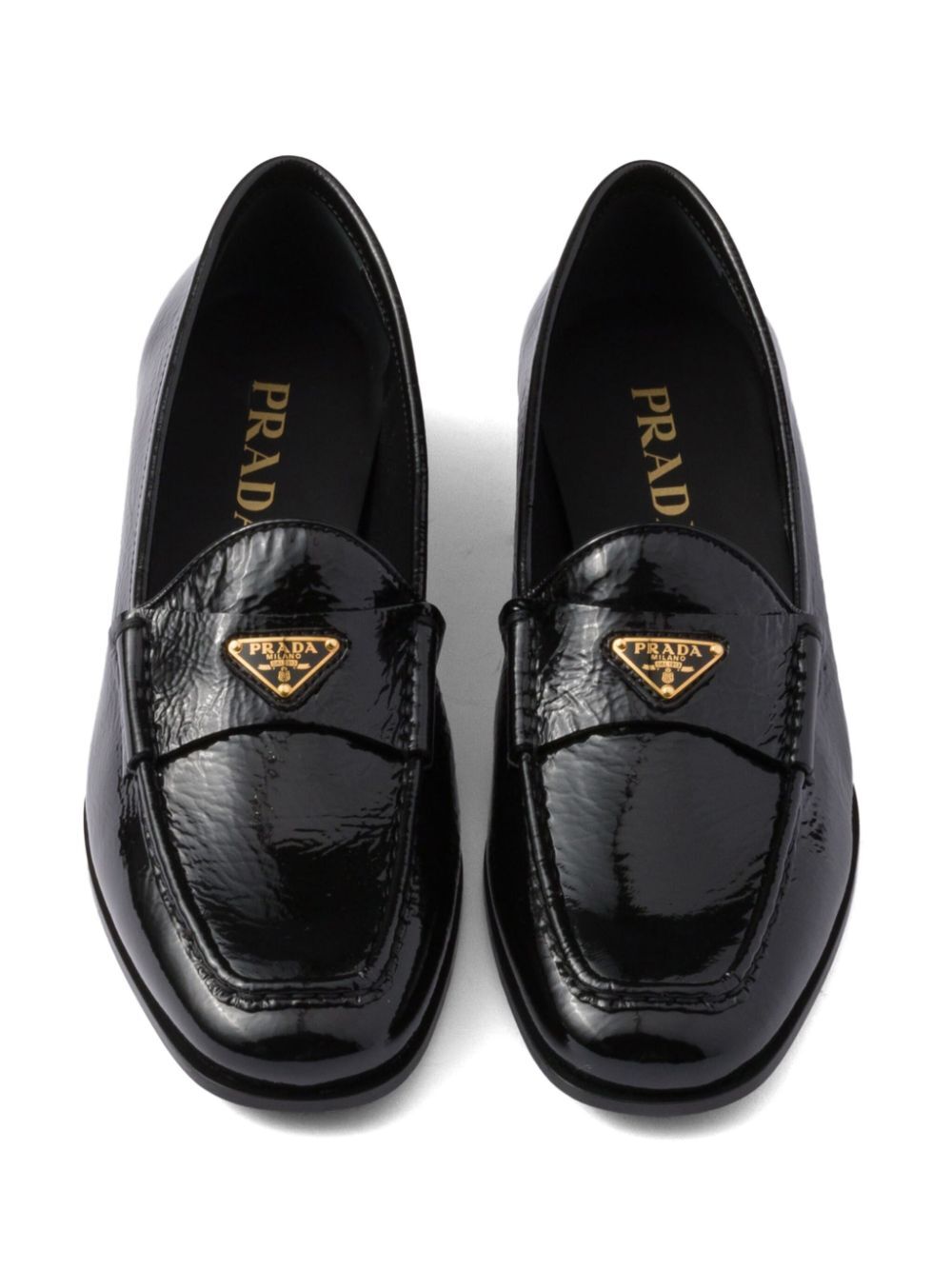 PRADA Women's Patent Leather Loafers with 2 cm Heel