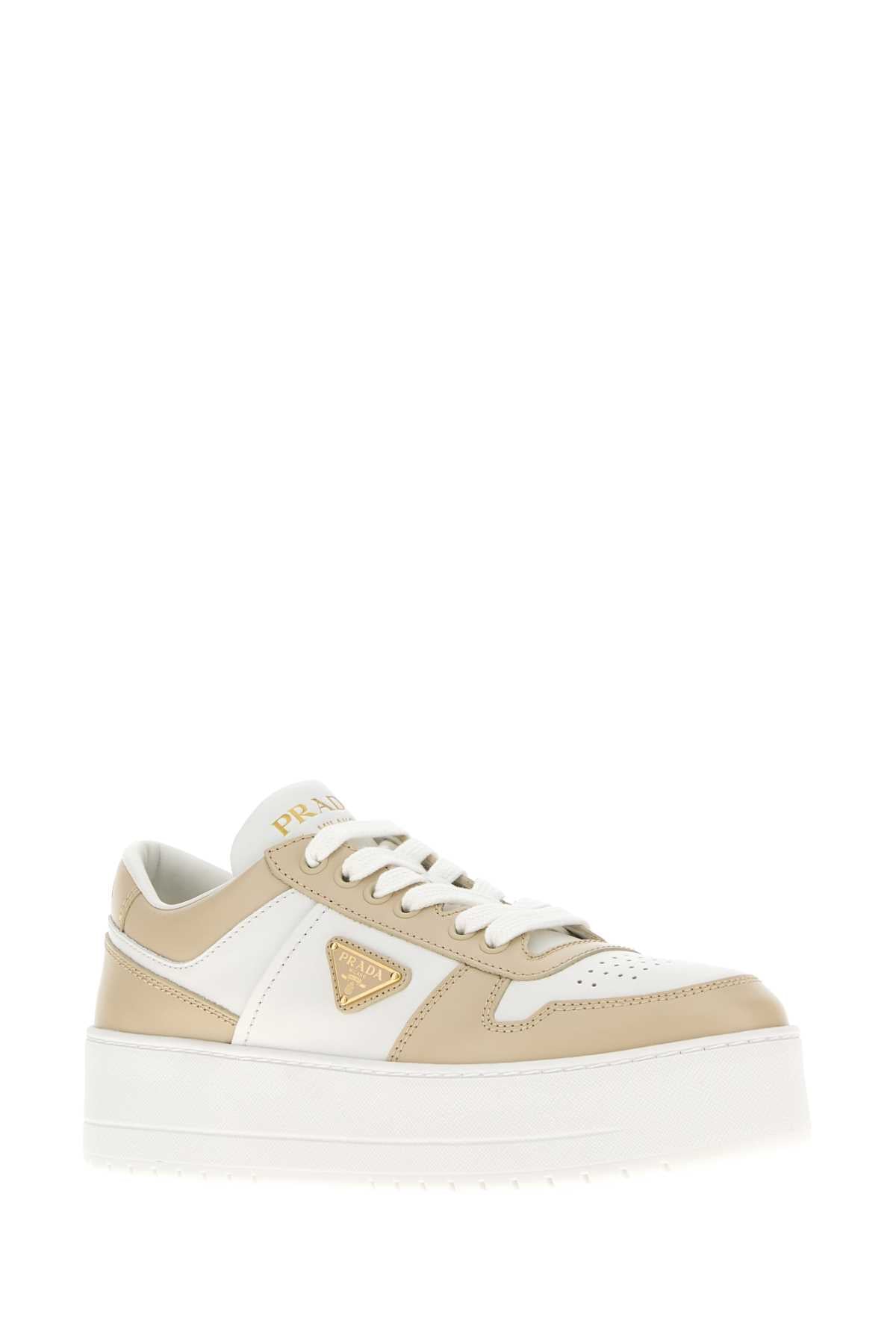 PRADA Two-Tone Leather Downtown Sneakers for Women