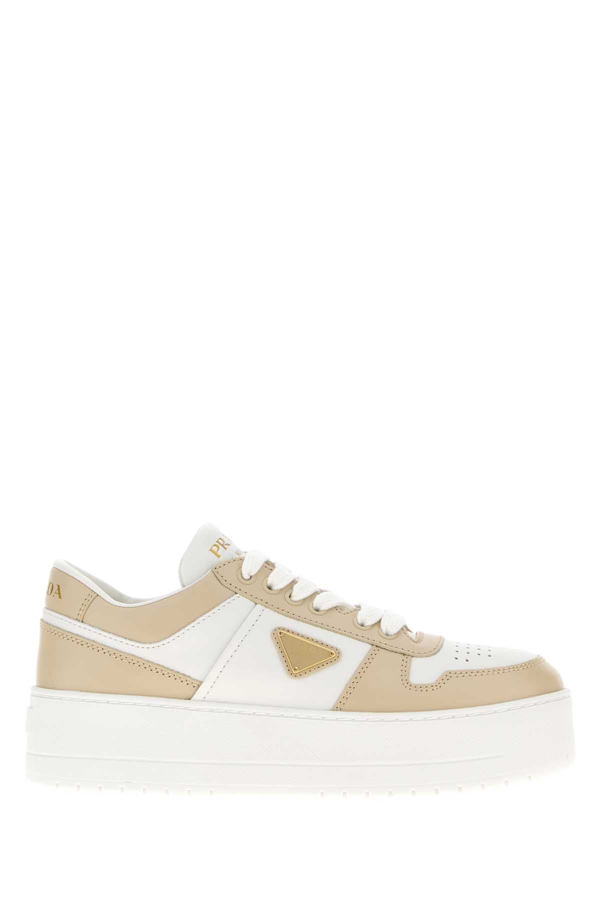 PRADA Two-Tone Leather Downtown Sneakers for Women