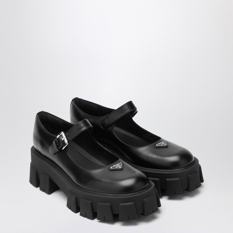 PRADA Leather Monolith Ballerinas