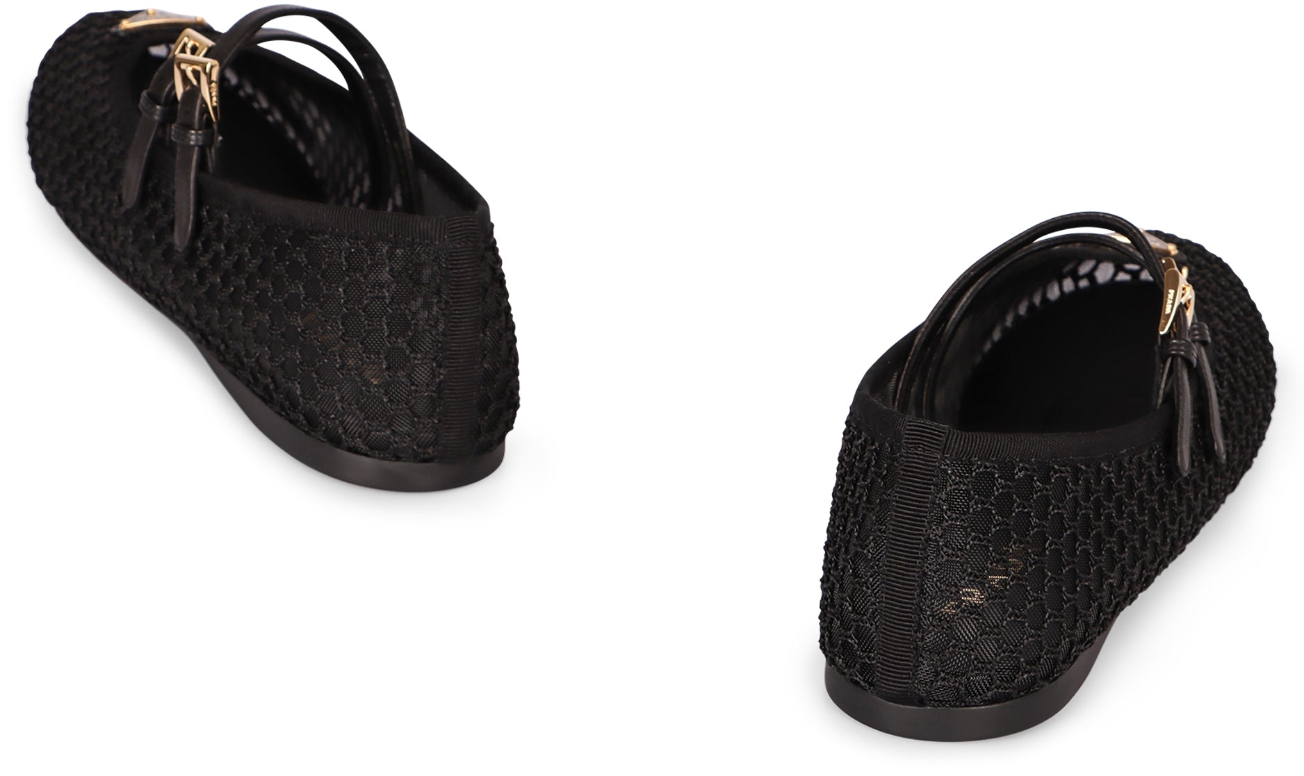 PRADA Mesh Fabric Ballerinas with Adjustable Ankle Straps