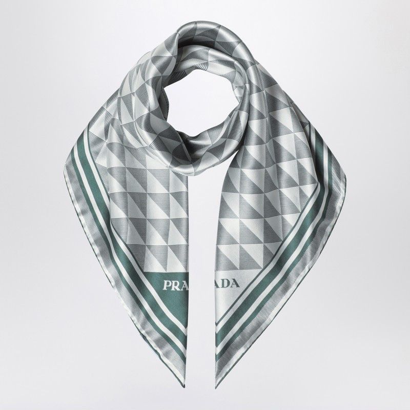 PRADA Geometric Printed Silk Twill Scarf 90x90