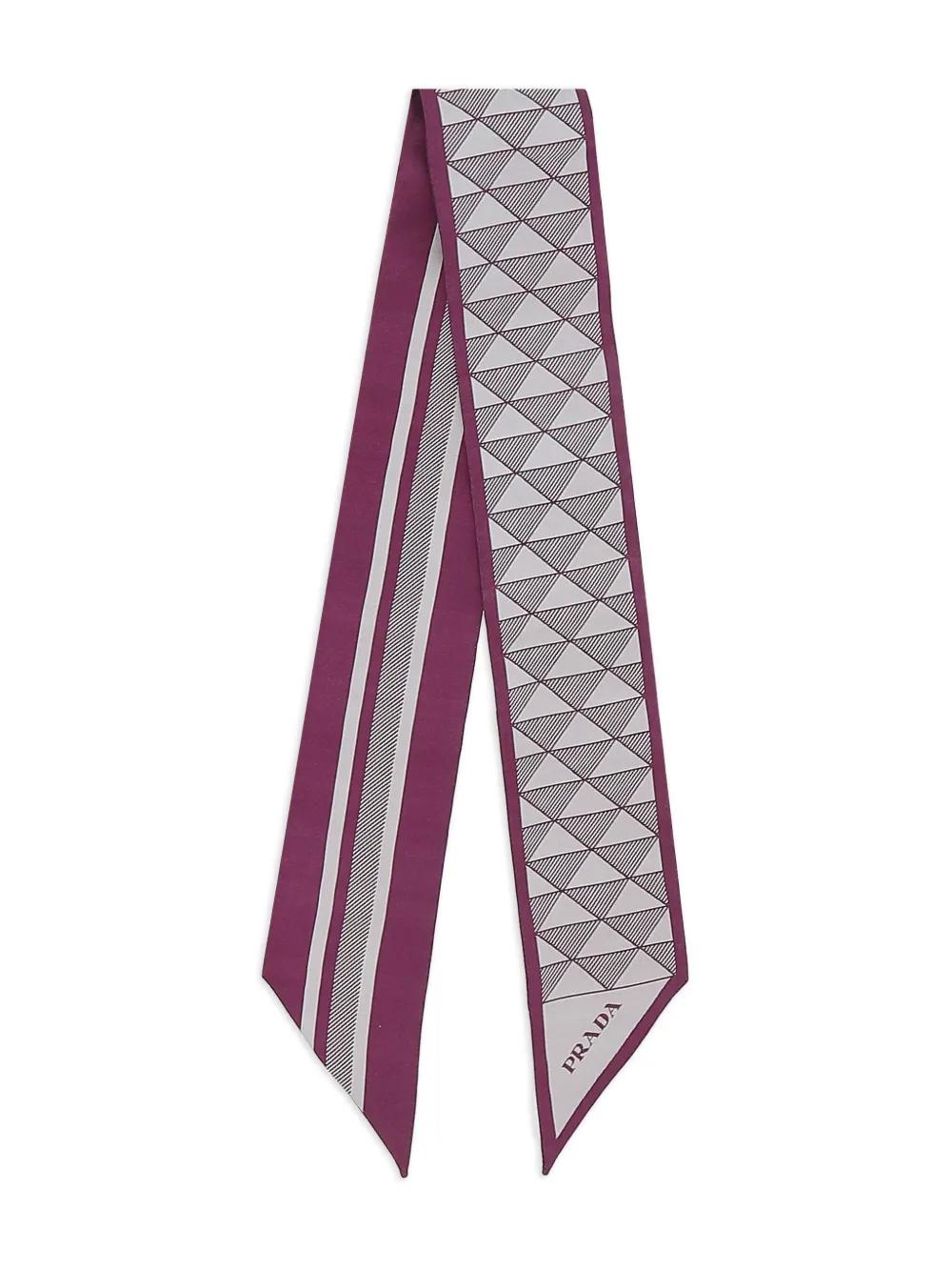 PRADA Geometric Pattern Scarf with Pointed Ends