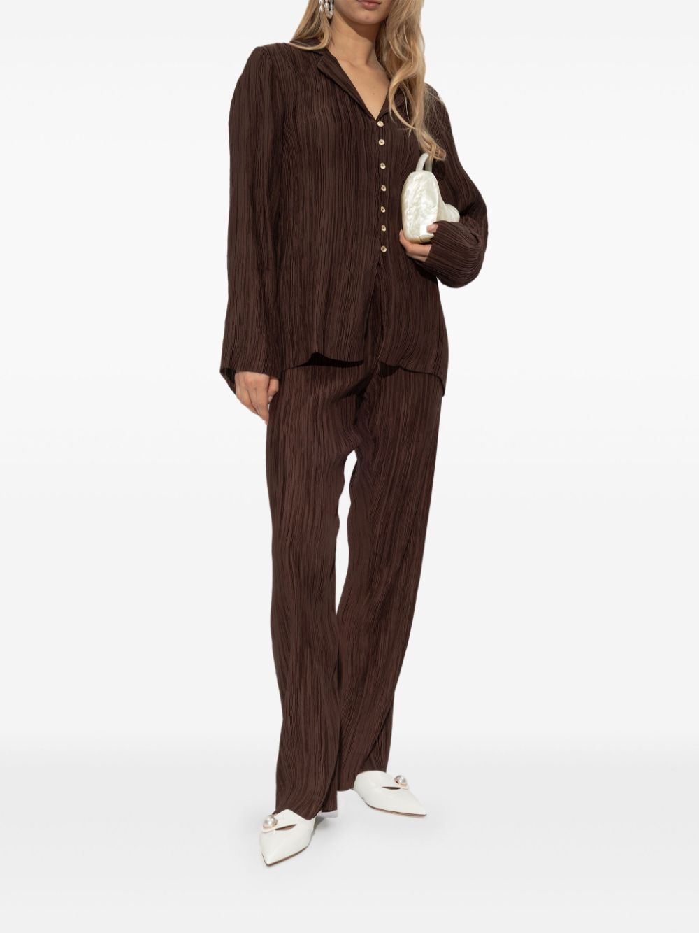 CASADEI Leather Ballet Flats with Faux-Pearl Detail