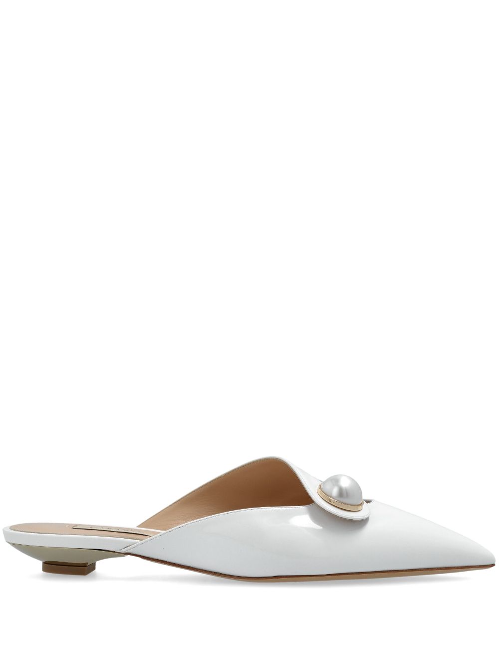 CASADEI Leather Ballet Flats with Faux-Pearl Detail