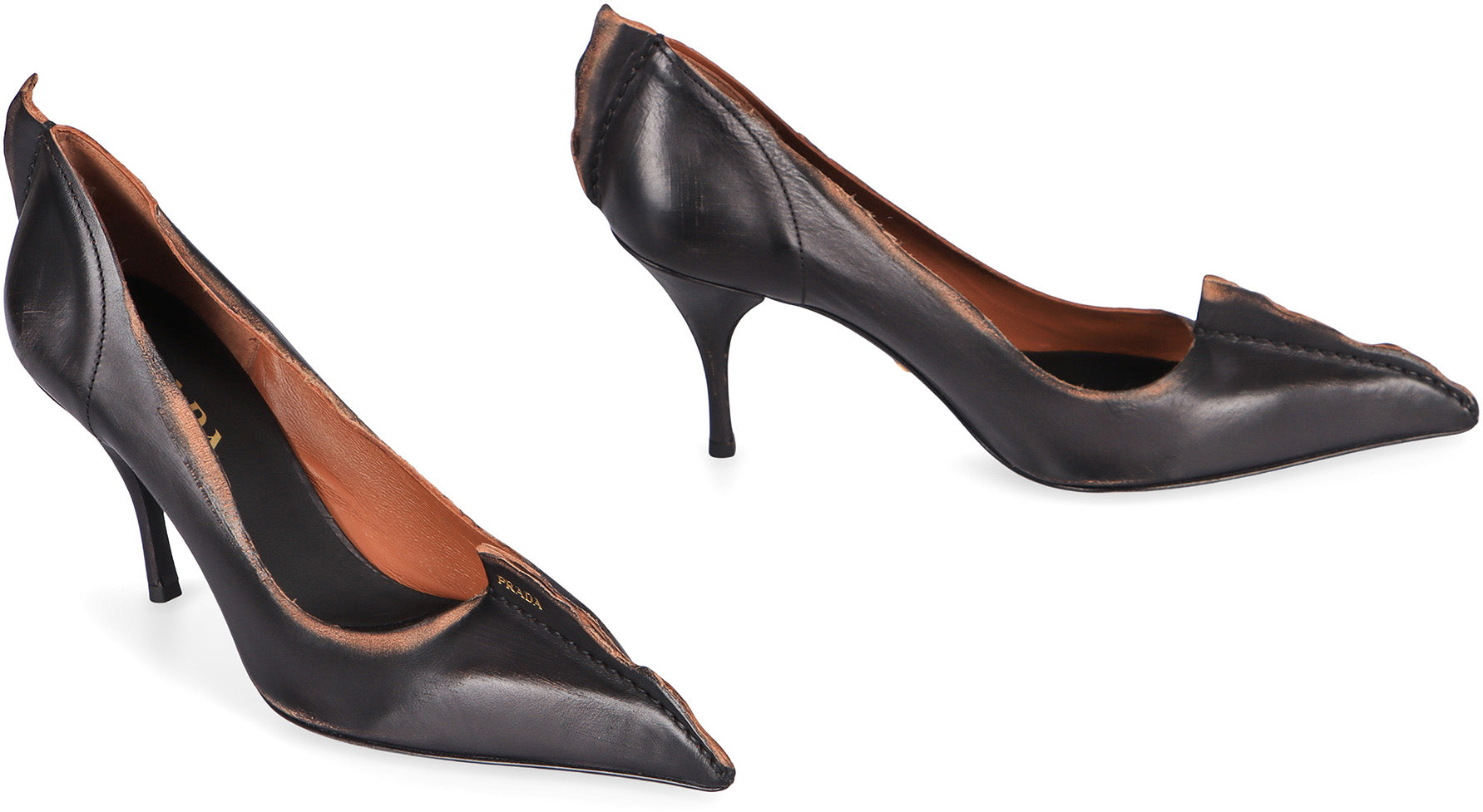 PRADA Vintage Pointy Toe Leather Pumps