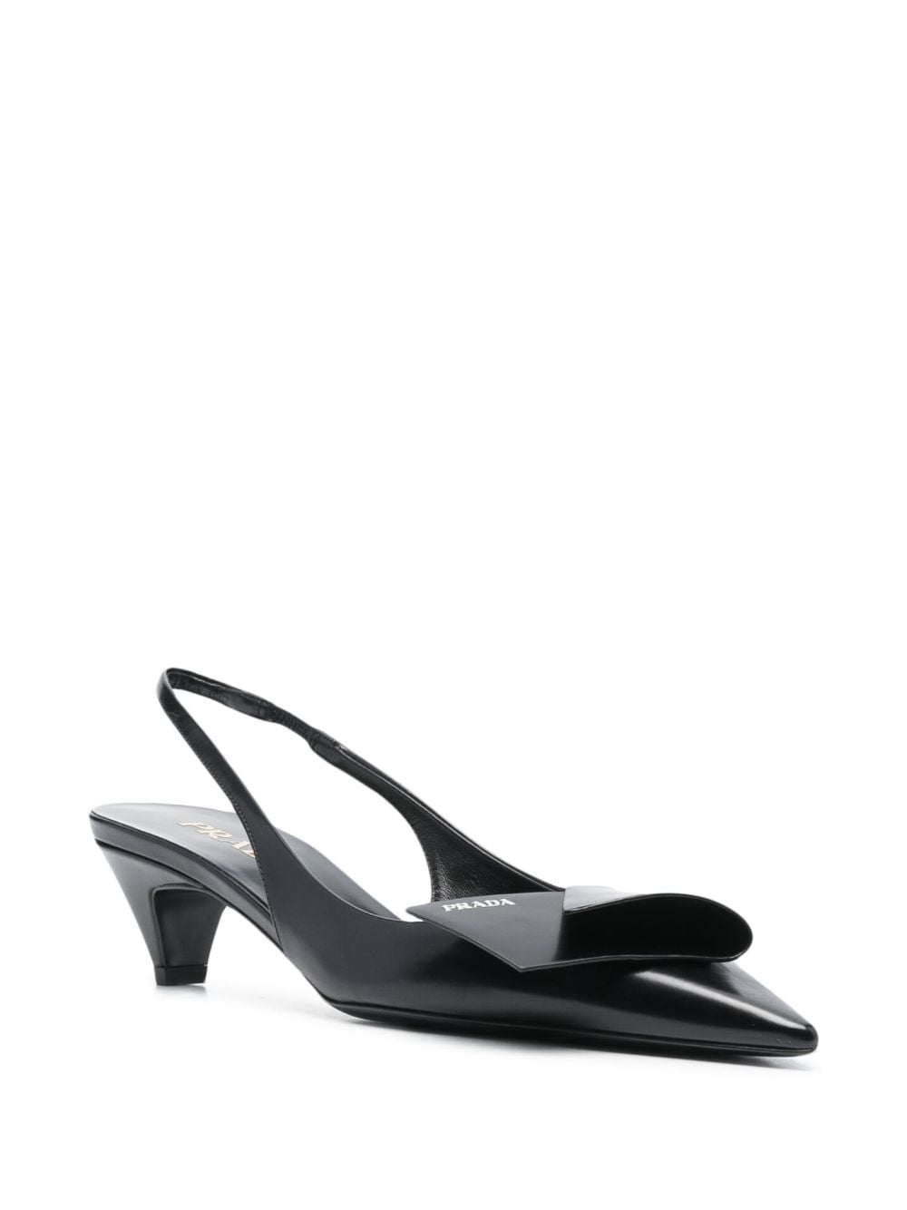 PRADA Fold-Detail Leather Slingback Pumps with 6 cm Heel