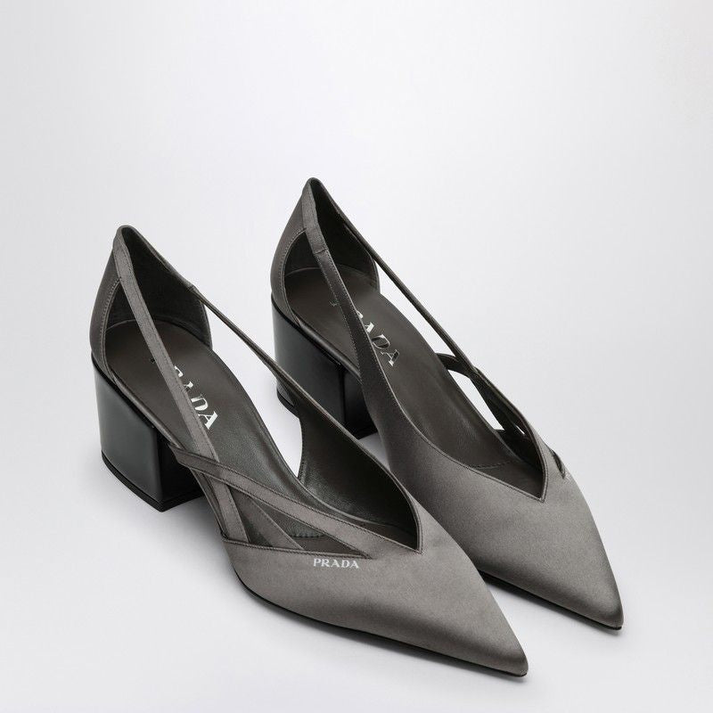 PRADA Chic Satin Décolleté Pump with Cut-Out Design