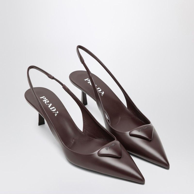 PRADA Leather Slingback Pumps with Pointed Design