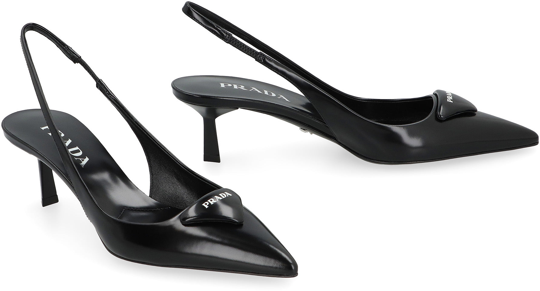 PRADA Leather Pointy-Toe Slingback Pumps