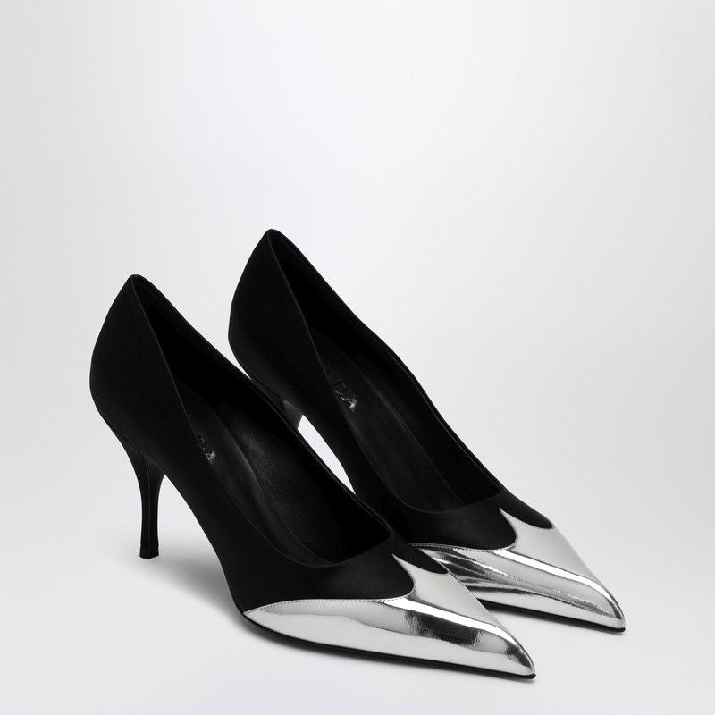 PRADA Sophisticated Satin and Metallic Leather Pumps