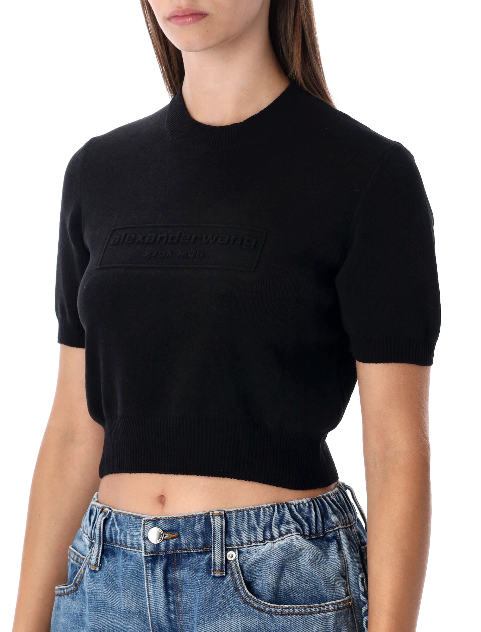 ALEXANDER WANG Cropped Ribbed Chenille Mini Sweater