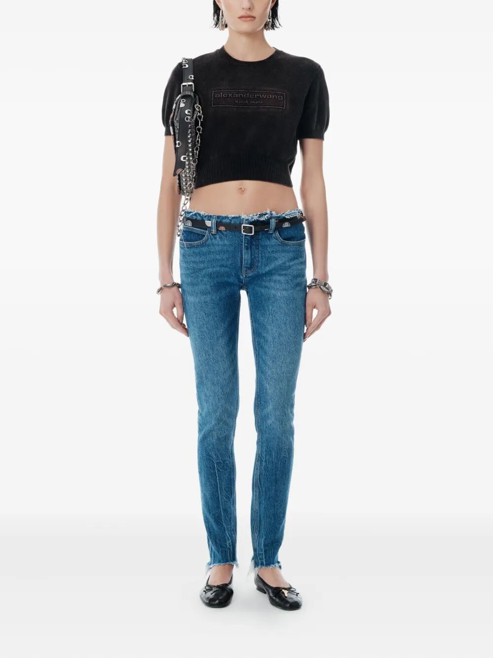 ALEXANDER WANG Chenille Cropped Pullover with Logo for Women