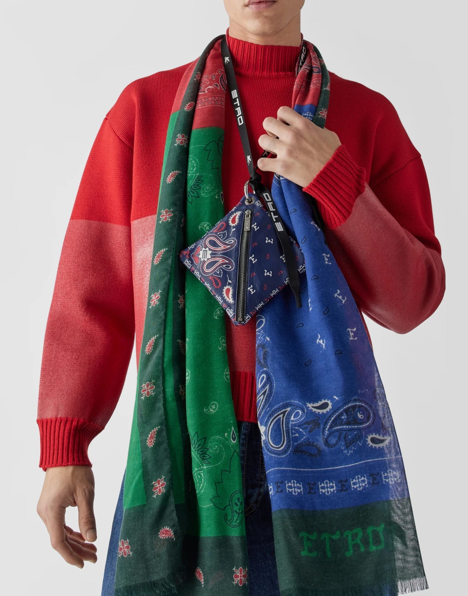 ETRO Mini Paisley Print Logo Pouch Handbag - 15x15x2 cm