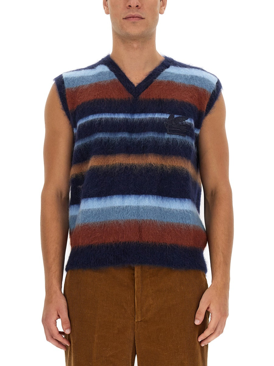 ETRO Slim Fit Stripe Pattern Vest - Size L
