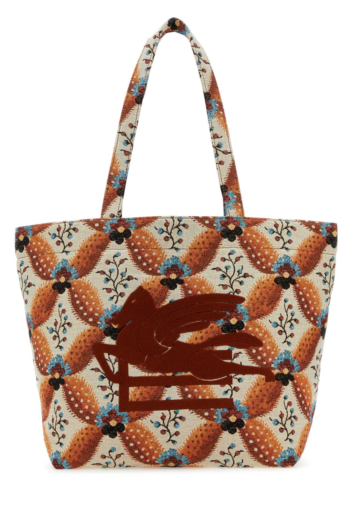 ETRO Medium Floral Embroidered Canvas Trotter Shopping Handbag
