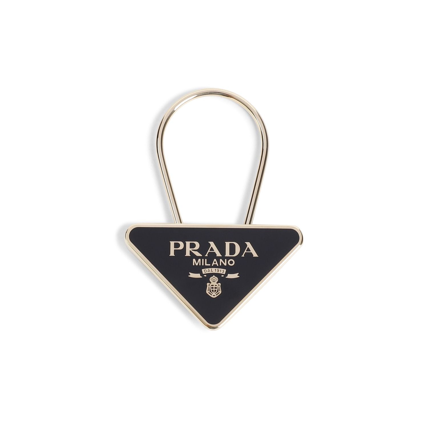 PRADA Triangular Enamelled Metal Key Ring