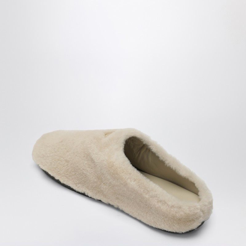 PRADA Shearling Clogs with Metal Accent