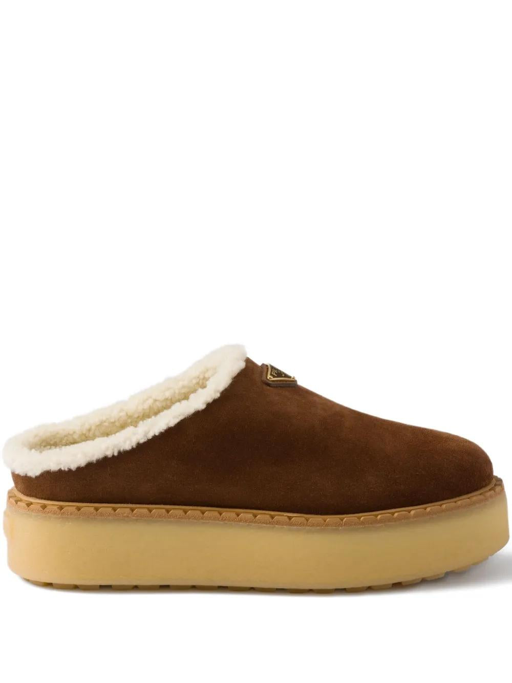 PRADA Suede Flats with Shearling Lining