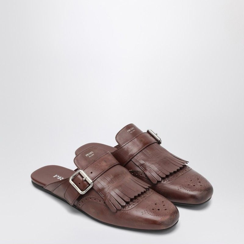 PRADA Leather Sabot Shuffle with Buckle