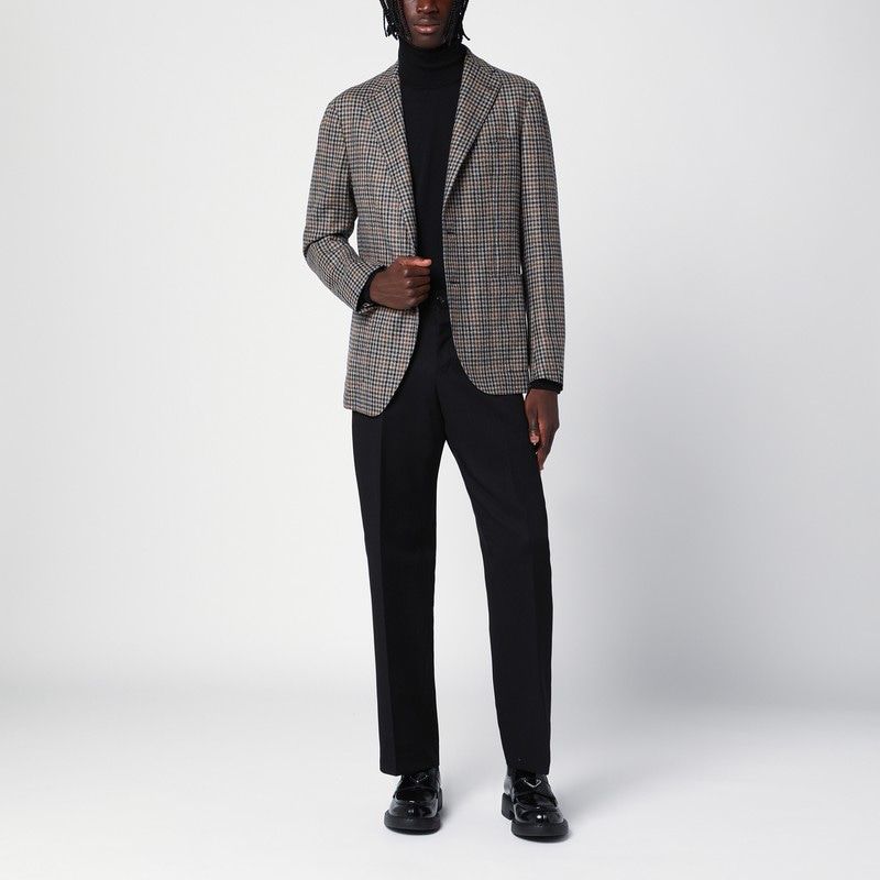TAGLIATORE Single-Breasted Wool Vichy Pattern Jacket