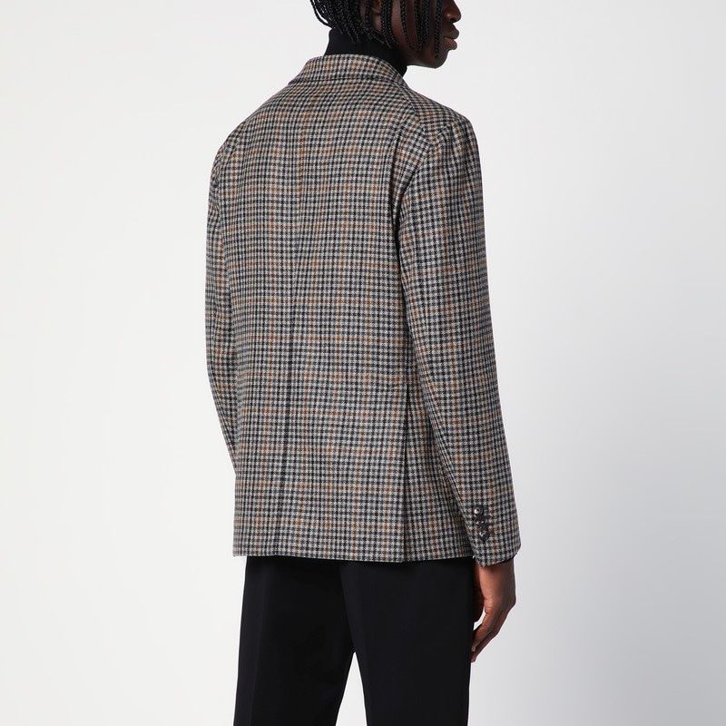 TAGLIATORE Single-Breasted Wool Vichy Pattern Jacket