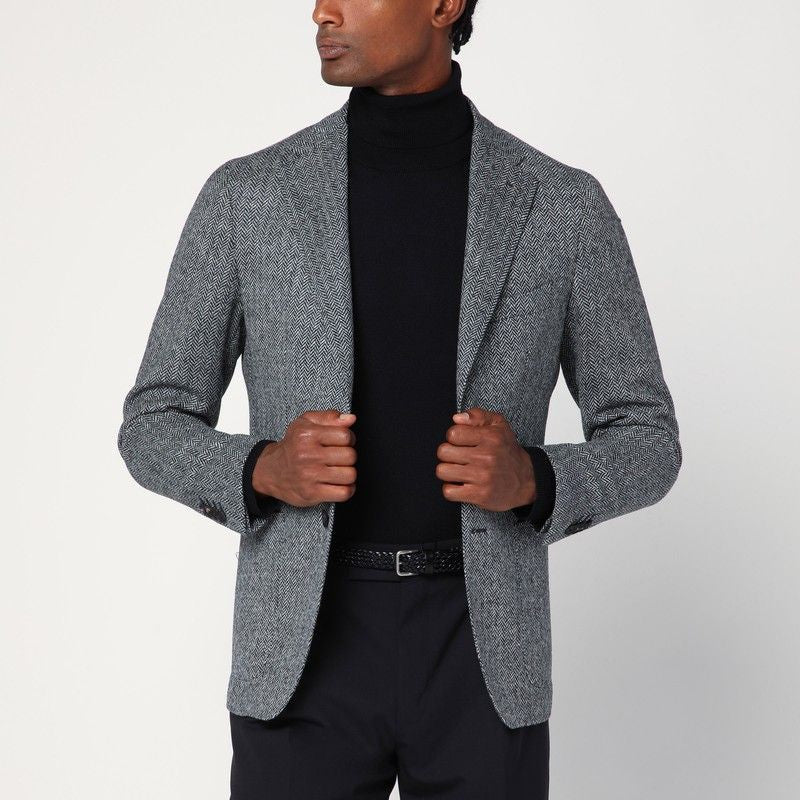 TAGLIATORE Single-Breasted Herringbone Pattern Jacket for Men