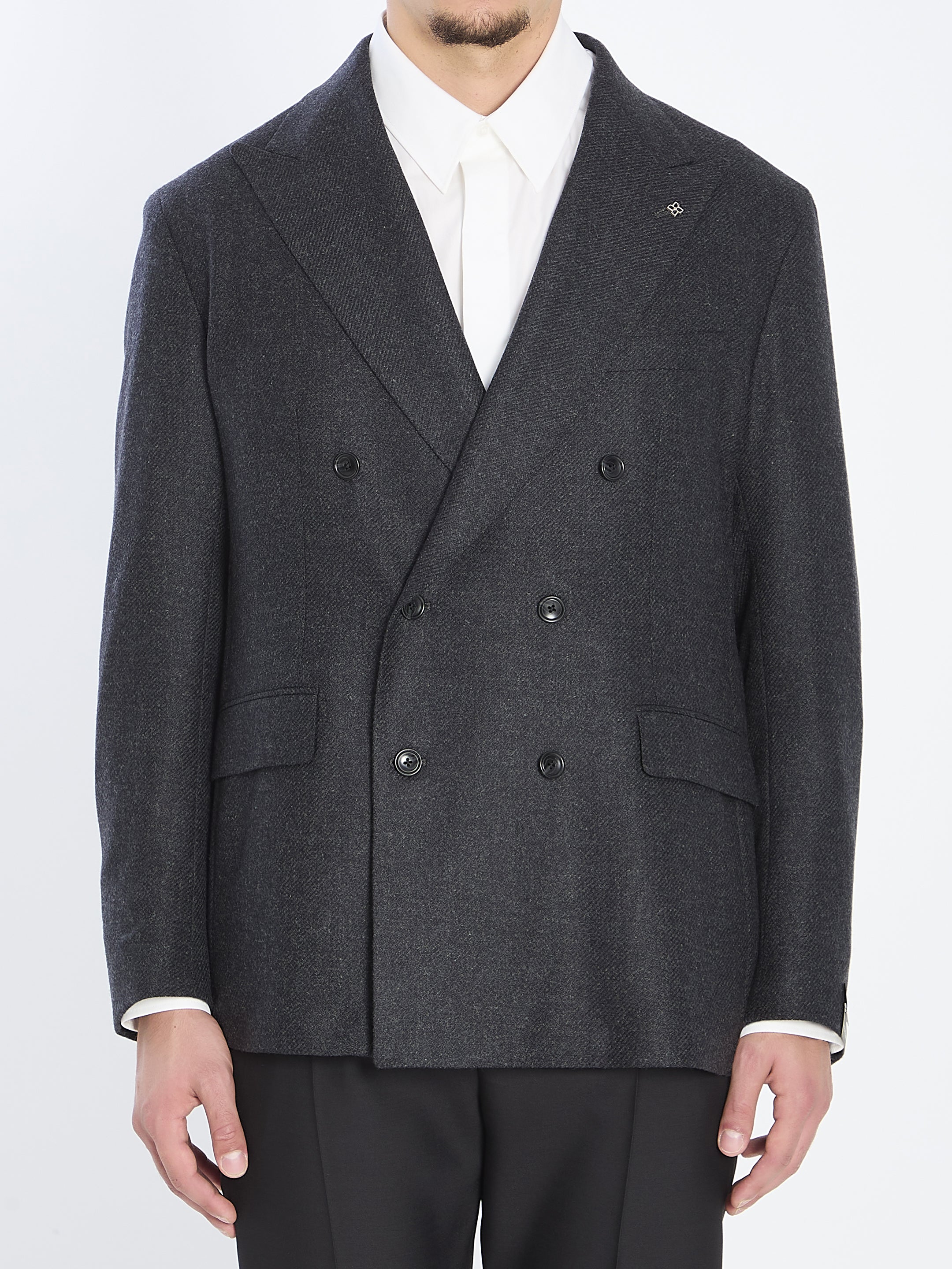 TAGLIATORE Double-Breasted Jacket in Diagonal Wool - Size 50