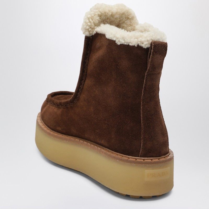 PRADA Suede and Shearling Ankle Boots for Women