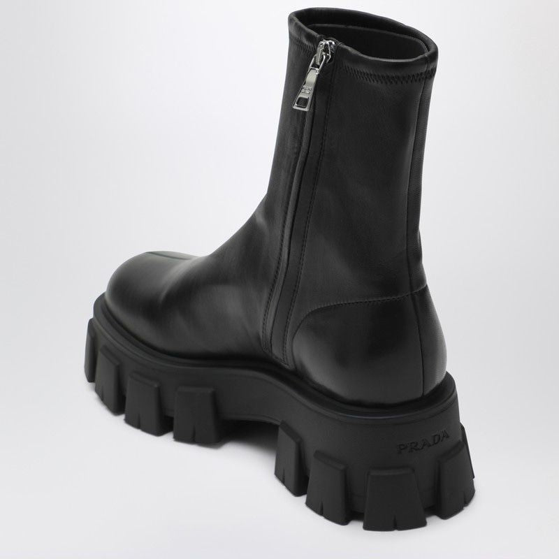 PRADA Stretch Nappa Monolith Ankle Boots