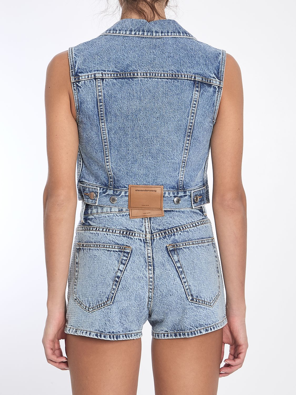 ALEXANDER WANG Cropped Vest with Bows and Crystals - Size M