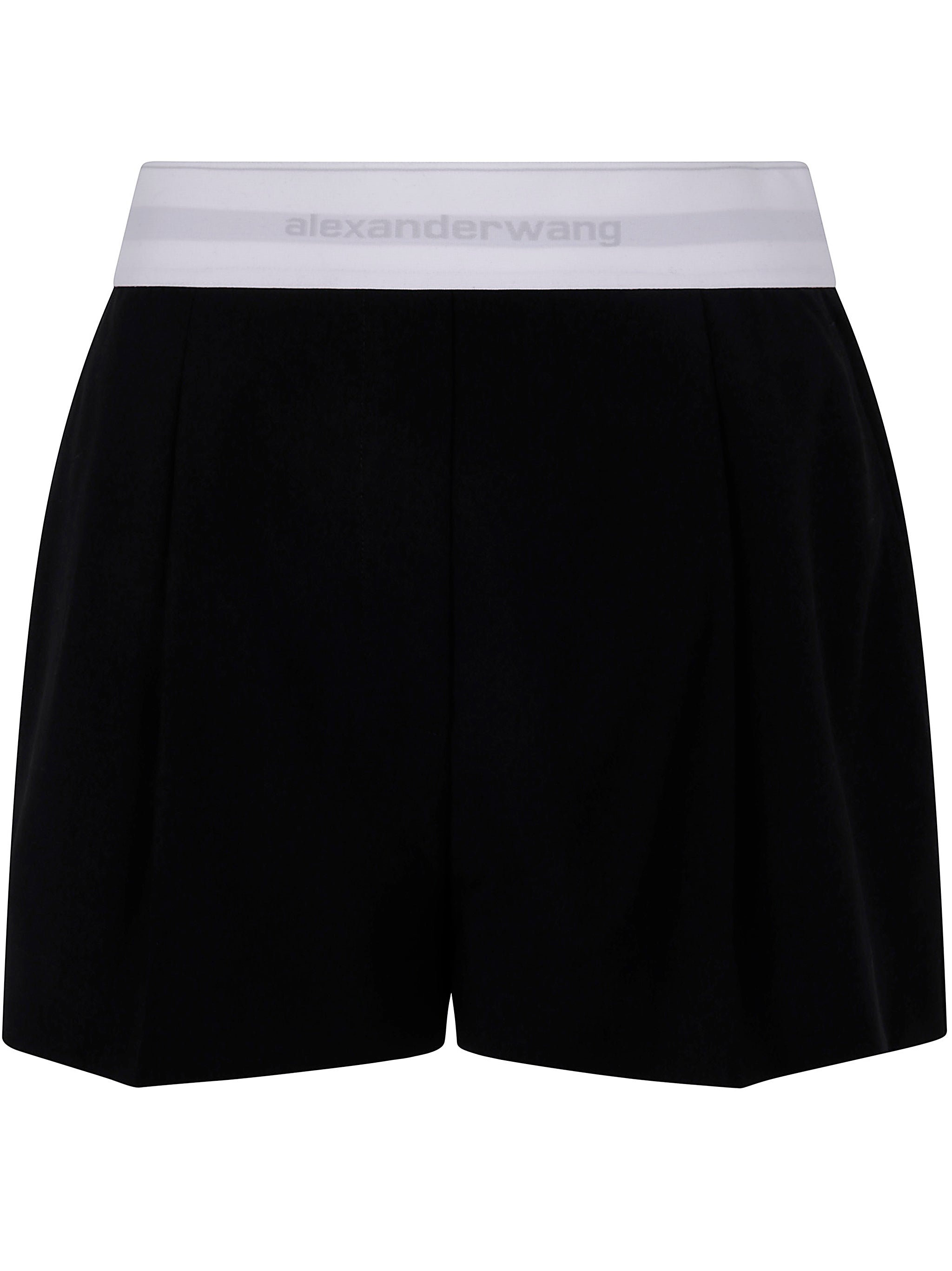 ALEXANDER WANG High Waisted Pleated Mini Short with Logo Elastic