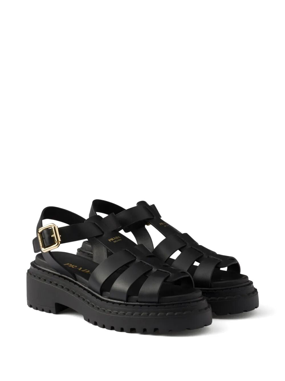 PRADA Fisherman’s Leather Flatform Sandals