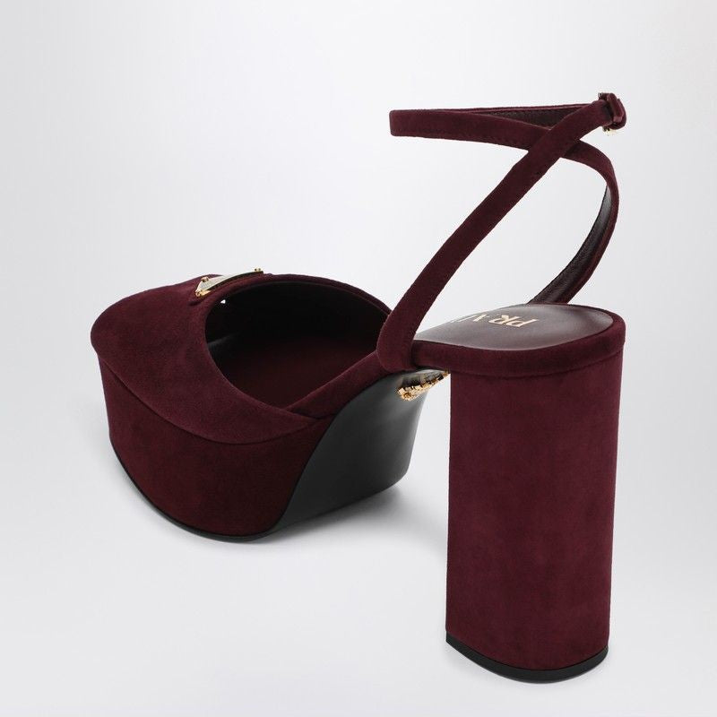 PRADA High Heel Suede Platform Sandals